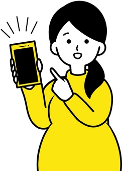 Pregnant woman who introduces a convenient application Yellow Pregnant woman who introduces a convenient application Yellow