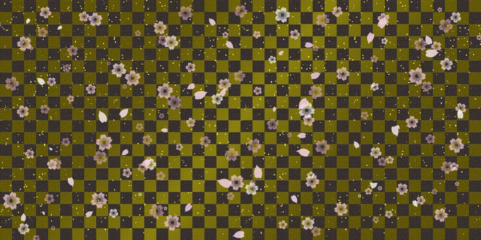 Checkered pattern with falling cherry blossoms Checkered pattern with falling cherry blossoms