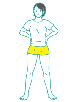 Radio calisthenics with hands on women's hips Radio calisthenics with hands on women's hips