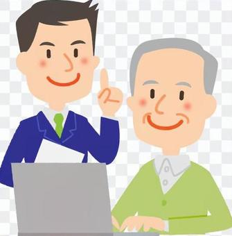 Computer classroom old man Computer classroom old man
