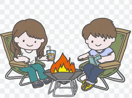 Men and women enjoying camping Men and women enjoying camping