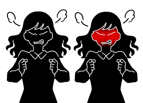 A woman who clenches her fist and turns bright red and gets angry A woman who clenches her fist and turns bright red and gets angry