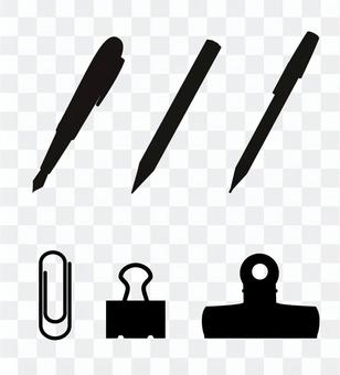 Writing utensils and clips (silhouette) Writing utensils and clips (silhouette)