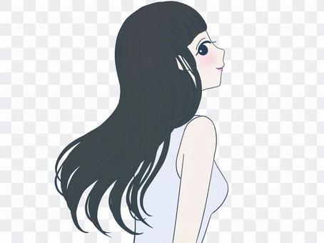 Long hair (black hair, no gloss) Long hair (black hair, no gloss)