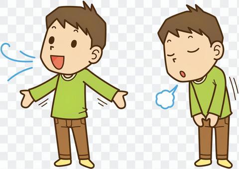 Men taking a deep breath (long sleeves) Men taking a deep breath (long sleeves)