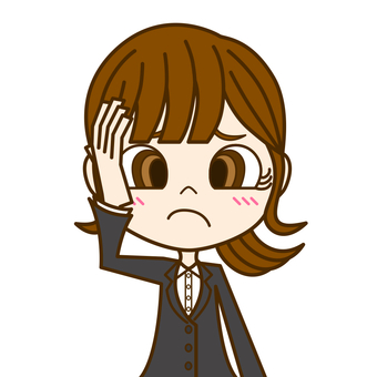 Woman holding her head ① / Suit Woman holding her head ① / Suit