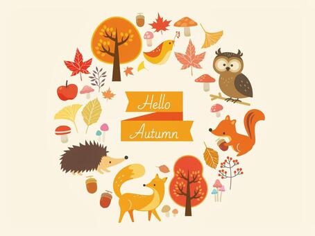 Autumn animals and plant illustration Autumn animals and plant illustration
