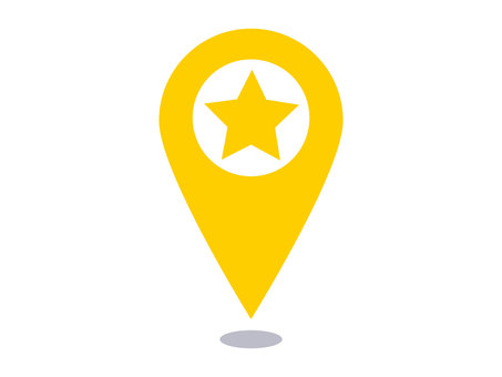 Yellow star map pin illustration Yellow star map pin illustration