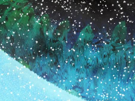 Watercolor Night snow Watercolor Night snow