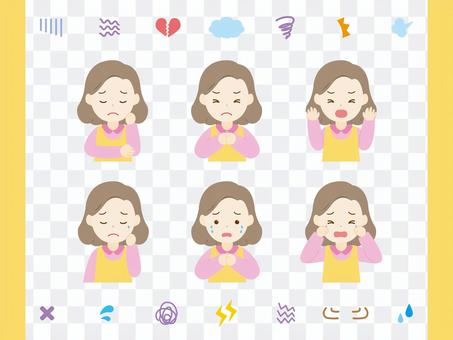 主婦の表情セット_上半身。05 主婦の表情セット_上半身。05