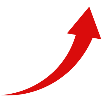 Arrow gentle curve soaring red Arrow gentle curve soaring red