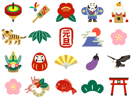 Colorful and cute New Year icon set Colorful and cute New Year icon set
