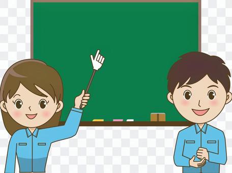 Light working men and women (blackboard) Light working men and women (blackboard)