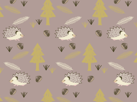 Autumn forest and hedgehog pattern Autumn forest and hedgehog pattern