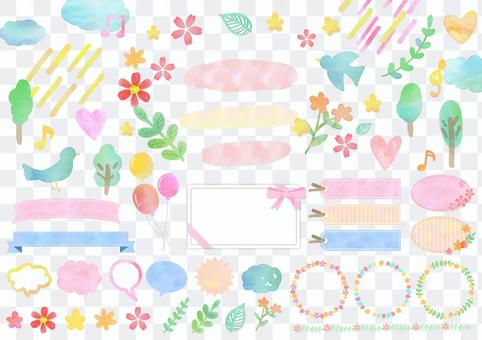 Season material 078 Spring watercolor frame Season material 078 Spring watercolor frame