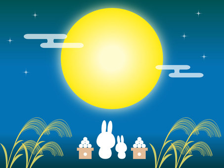 Moon viewing illustration background Moon viewing illustration background