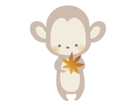 Illustration of a monkey with autumn leaves No line Illustration of a monkey with autumn leaves No line