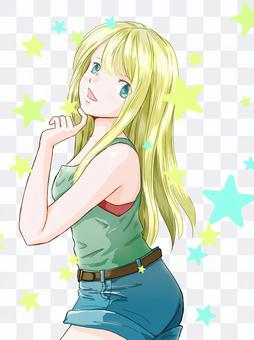 Blonde girl with stars Blonde girl with stars