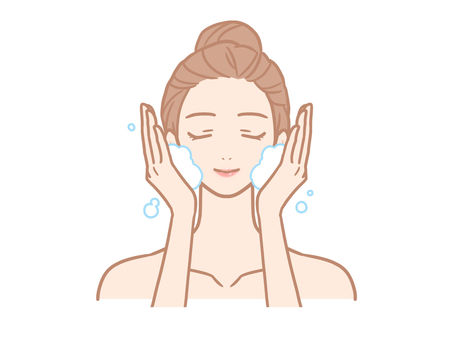 Woman washing face Woman washing face