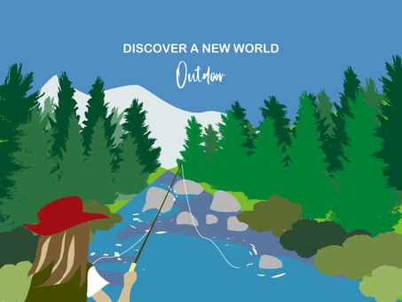 Illustration of a woman doing fly fishing Illustration of a woman doing fly fishing