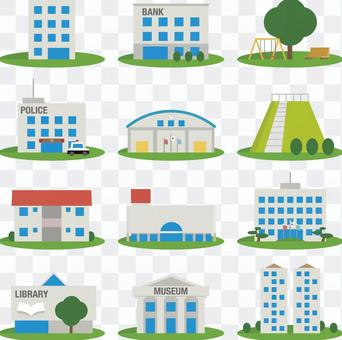 Icon set of residence, police station, public facilities, etc. Icon set of residence, police station, public facilities, etc.