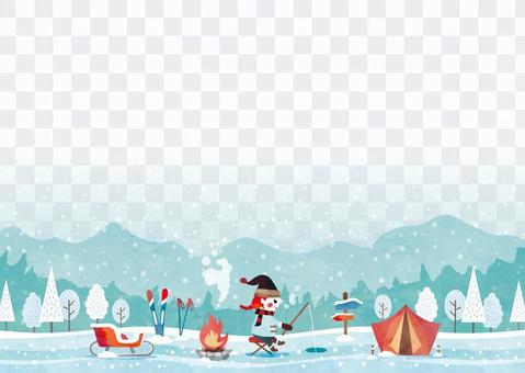 Winter background frame 088 fishing can watercolor Winter background frame 088 fishing can watercolor