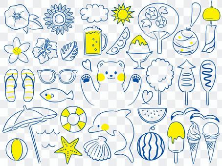 Summer postcard set ~ blue and yellow ~ Summer postcard set ~ blue and yellow ~