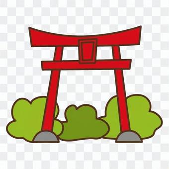Torii surrounded by green Torii surrounded by green