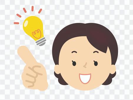 アイデア 指差し 電球 お母さん アイデア 指差し 電球 お母さん