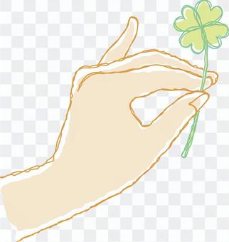Hand holding the four leaf clover Hand holding the four leaf clover