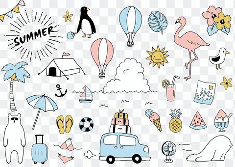 Summer handwritten illustration material Summer handwritten illustration material