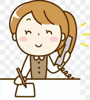 A woman who calls with a smile A woman who calls with a smile
