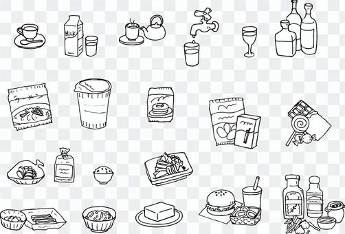 飲料と食品(モノクロ詰め合わせセット) 飲料と食品(モノクロ詰め合わせセット)