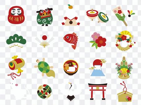 New Year card illustration set New Year card illustration set