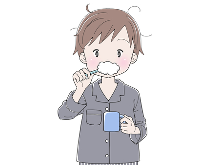 Boy brushing his teeth alone Boy brushing his teeth alone
