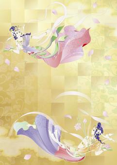 Two people in the sky Tang Dynasty _ gilt vertical size Two people in the sky Tang Dynasty _ gilt vertical size