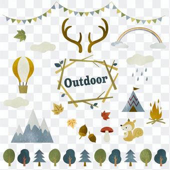 Outdoor material set watercolor style Outdoor material set watercolor style