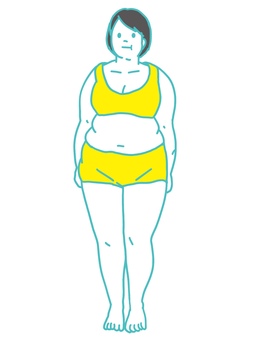 Metabolic syndrome obese woman whole body front Metabolic syndrome obese woman whole body front