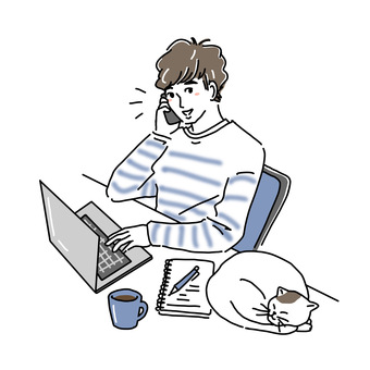 Illustration of a man working from home Illustration of a man working from home