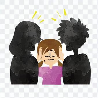 A woman holding a head A woman holding a head
