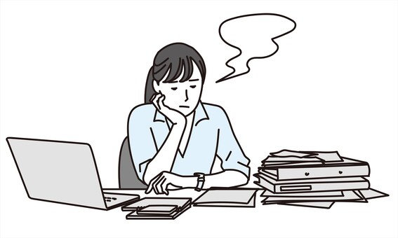 Business woman who is in trouble with the amount of work Business woman who is in trouble with the amount of work
