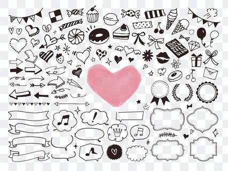 Cute line art illustrations of sweets and decorations Cute line art illustrations of sweets and decorations