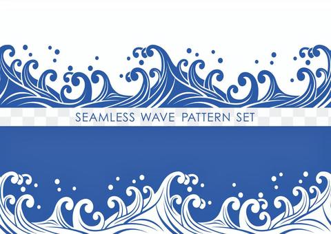 Seamless wave Japanese pattern set Seamless wave Japanese pattern set