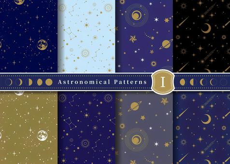 月と星・天体パターンセット1 月と星・天体パターンセット1