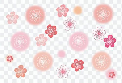 Plum and peach blossom chalk style Plum and peach blossom chalk style