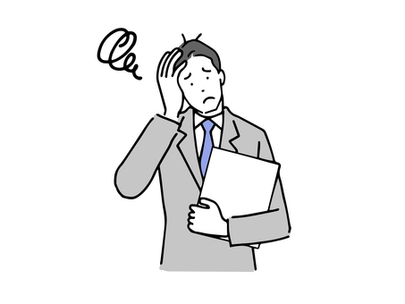 Office worker worried about holding documents Office worker worried about holding documents