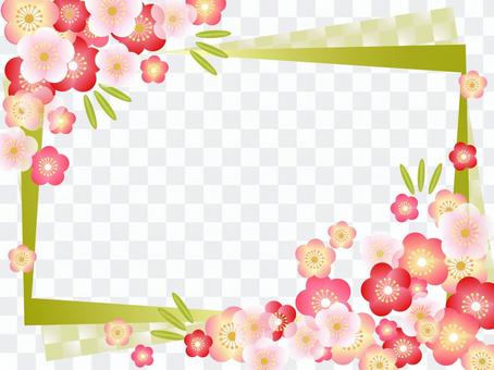 Red and white plum frame Red and white plum frame