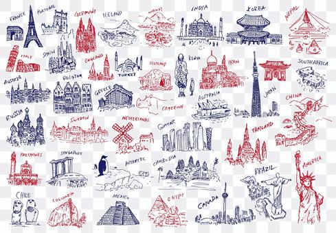 World landmark illustration World landmark illustration