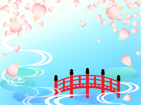 Japanese pattern frame of Sakura Fubuki (vermilion bridge scenery) Japanese pattern frame of Sakura Fubuki (vermilion bridge scenery)