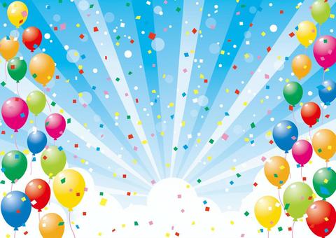 Balloons, sky and confetti_background material 02 Balloons, sky and confetti_background material 02